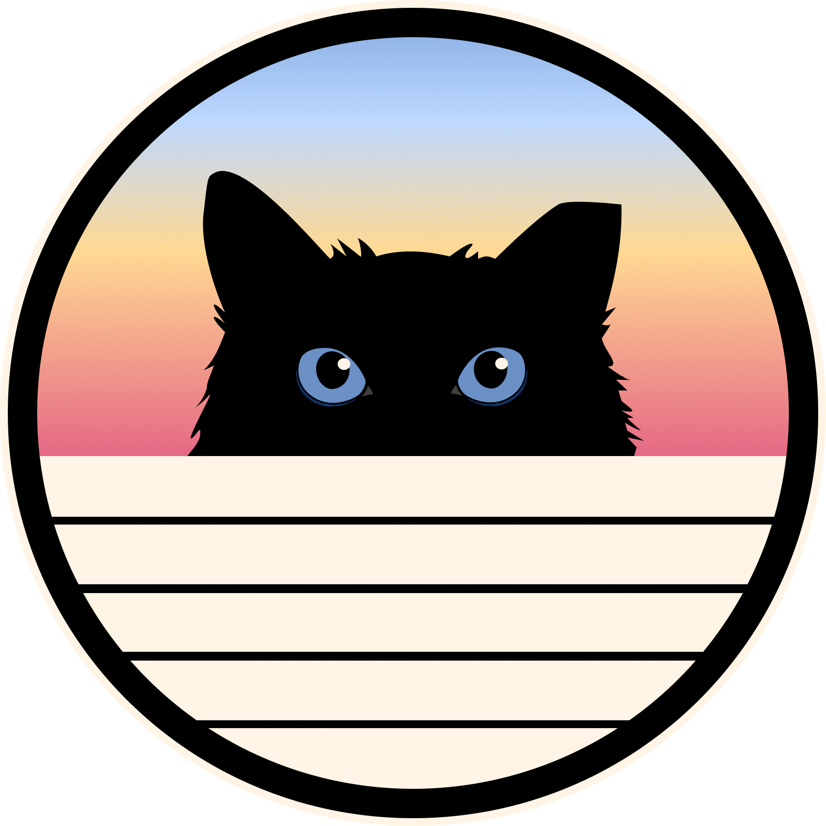 Logo of a black cat peaking over a fence